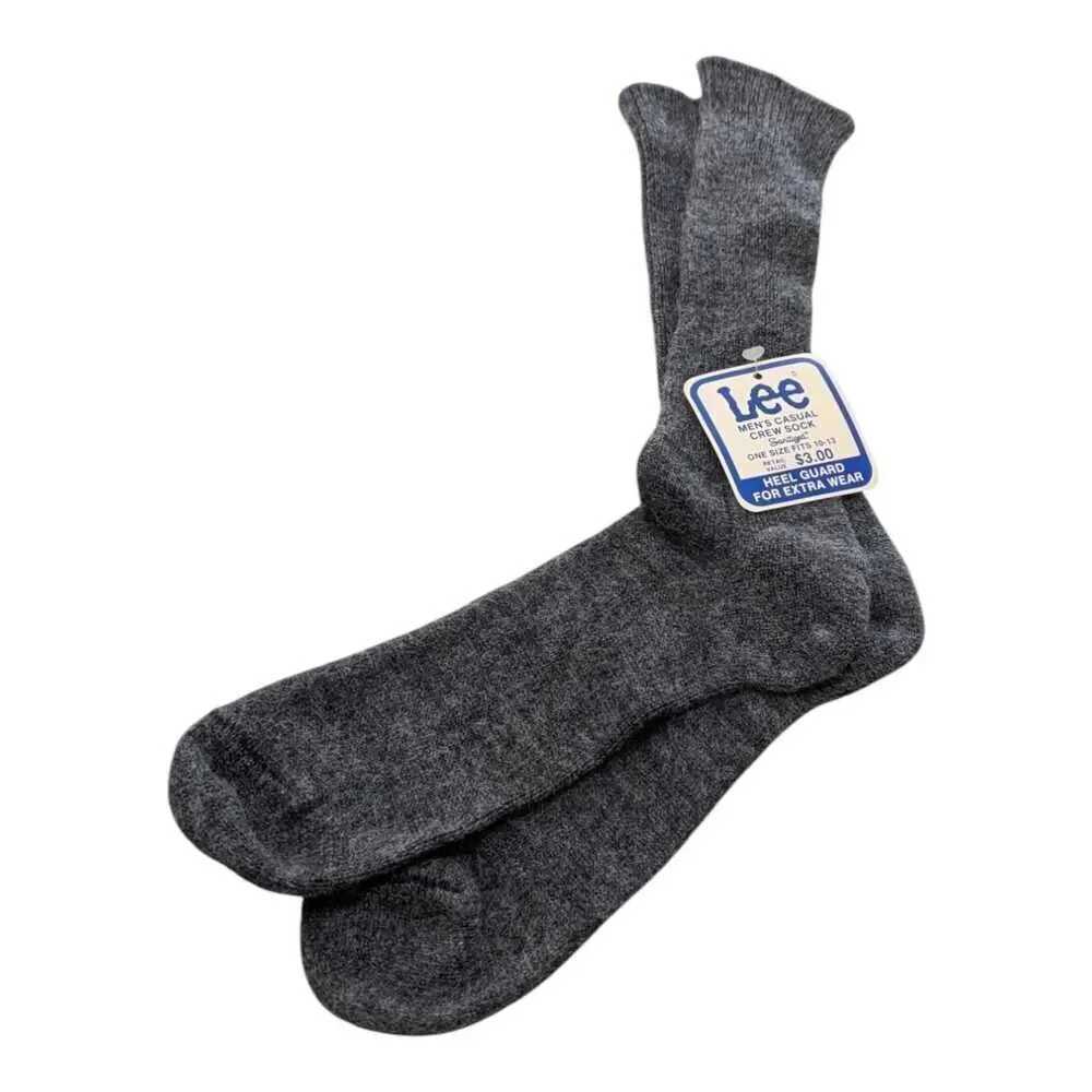 Vintage Mens Lee Casual Crew Socks Gray 10-13 Orlon Acrylic Nylon Sanitized